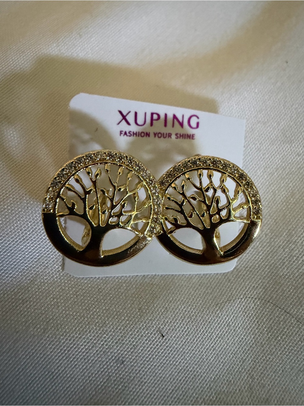 Ping Gold Tree of Life Round Stud Earrings